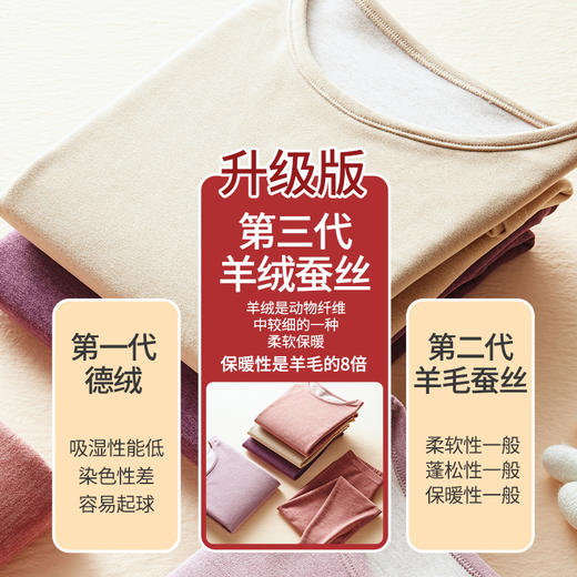 MUYANHUAN 木言欢山羊绒桑蚕丝套装   甄选山羊绒+桑蚕丝情侣款加厚保暖亲肤高弹力 商品图3