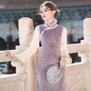 保暖舒适，冬季新款毛绒领复古民国风毛呢倒大袖旗袍YG-2340 商品缩略图2