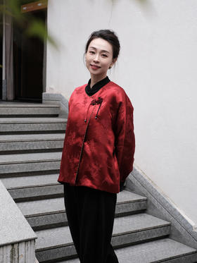 盛唐牡丹 |冠乐绉偏襟花扣夹棉外套