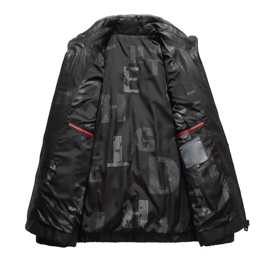 【真皮羽绒服】大依优型大码皮衣白鸭绒绵羊皮大码皮衣立领休闲加肥加大外套大号男皮草 商品图1