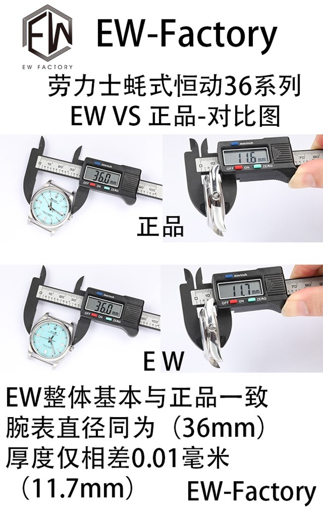 EW劳力士蚝式恒动36系列复刻手表真假对比评测