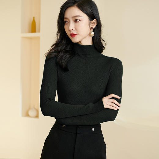 软弹15色羊毛针织打底衫 贴肤不扎 人手2件的百搭打底衫 纯色紧身羊毛打底衫高弹针织衫女2900 商品图6