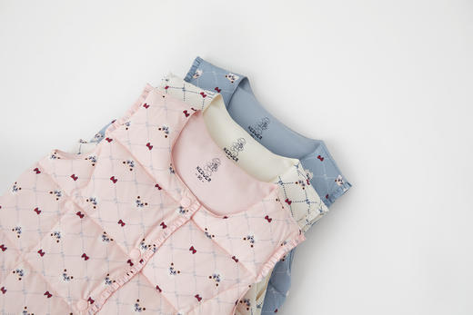 可嘟儿方格羽绒马甲印花三色可选 商品图1