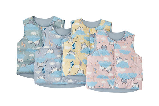 可嘟儿羽绒马甲猫咪印花四色可选 商品图0