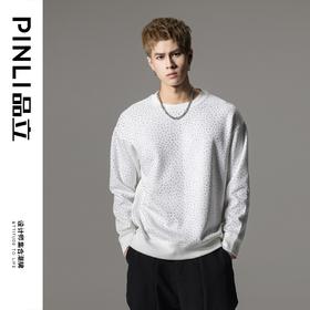 PINLI品立秋季新款男士休闲圆领烫钻套头卫衣上衣BG233109038