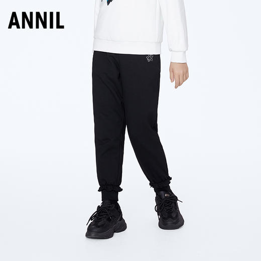 【实体店同款】女童萌趣荷叶边脚口全腰针织夹裤2023年冬季新款安奈儿童装AG346783 商品图0