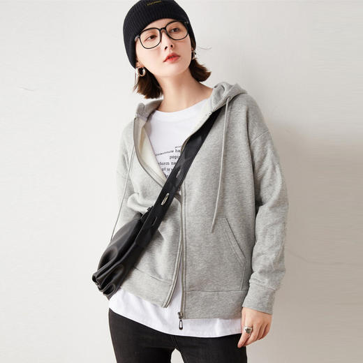 纤束马加绒男女同款拉链华棉连帽卫衣 商品图1