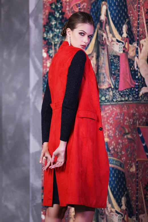 【伯妮斯茵】鹿皮绒合身无弹翻领风衣--仕女与独角兽的乌托邦--《因汉而生--哥特》3D6243 商品图9