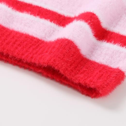 【实体店同款】女童萌趣小兔毛绒条纹圆领针织衫2023年冬季新款安奈儿童装XG344757 商品图6