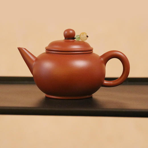 手工紫砂壶 宜兴 串珠水平壶 朱泥 180ML 商品图0