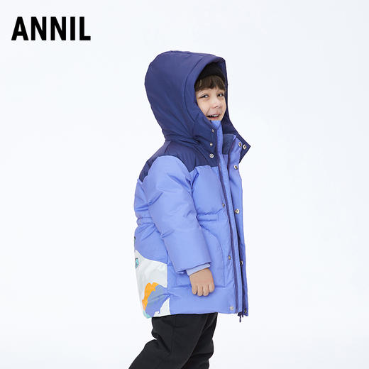 ☆【实体店同款】男童防风防水防油80%鹅绒中长款羽绒服可拆卸帽子2023年冬季新款安奈儿童装XB345663 商品图3