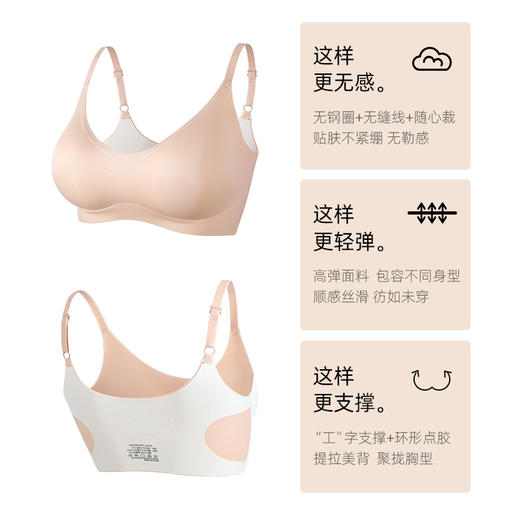 熳洁儿 女士内衣裸感无痕文胸舒适透气轻薄高弹软支撑不空杯背心式ABC杯可穿24261501 商品图1