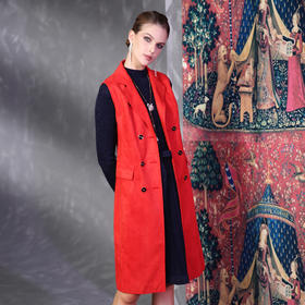 【伯妮斯茵】鹿皮绒合身无弹翻领风衣--仕女与独角兽的乌托邦--《因汉而生--哥特》3D6243