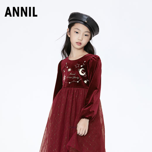 【实体店同款】女童华丽丝绒长袖礼裙安奈儿童装AG343785 商品图0