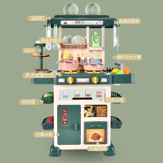 【集成式厨房 培养宝宝分类收纳好习惯】多功能喷雾声光厨房玩具 超多配件模拟小小厨房 商品图5