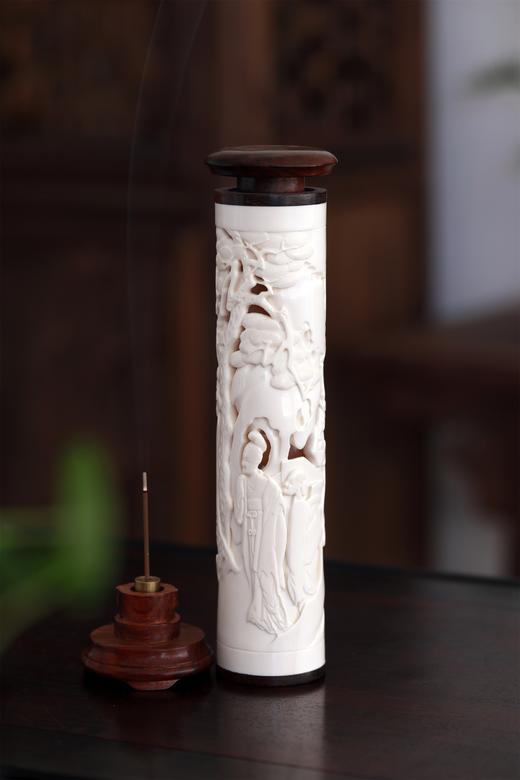 长亭告别°猛犸牙雕香筒4.5*20.5cm 商品图1