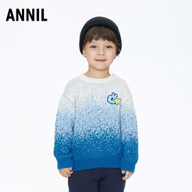 【实体店同款】男童时尚渐变百搭圆领长袖针织衫毛衣2023年冬季新款安奈儿童装XB344771