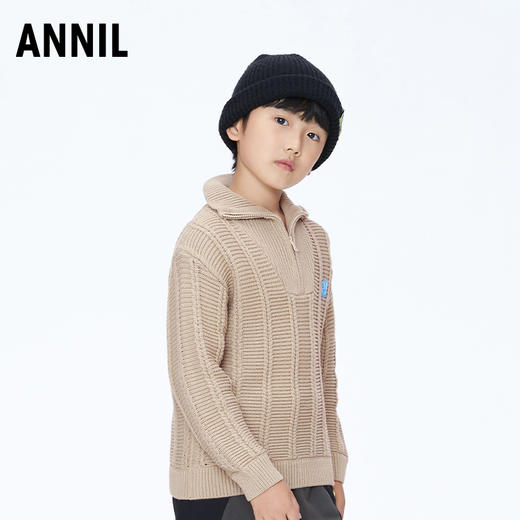 【实体店同款】男童时尚时髦半开领针织衫毛衫2023年冬季新款安奈儿童装AB344722 商品图1