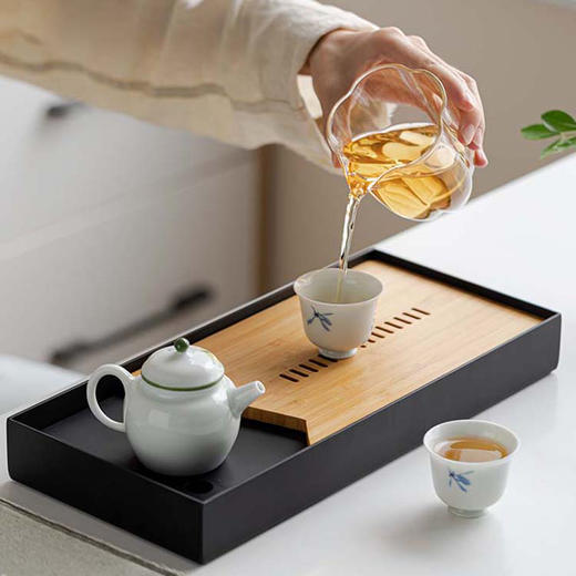 无闻 长方形竹制觅何竹盘禅意干泡盘储水式茶水托盘家用客厅泡茶盘 商品图2