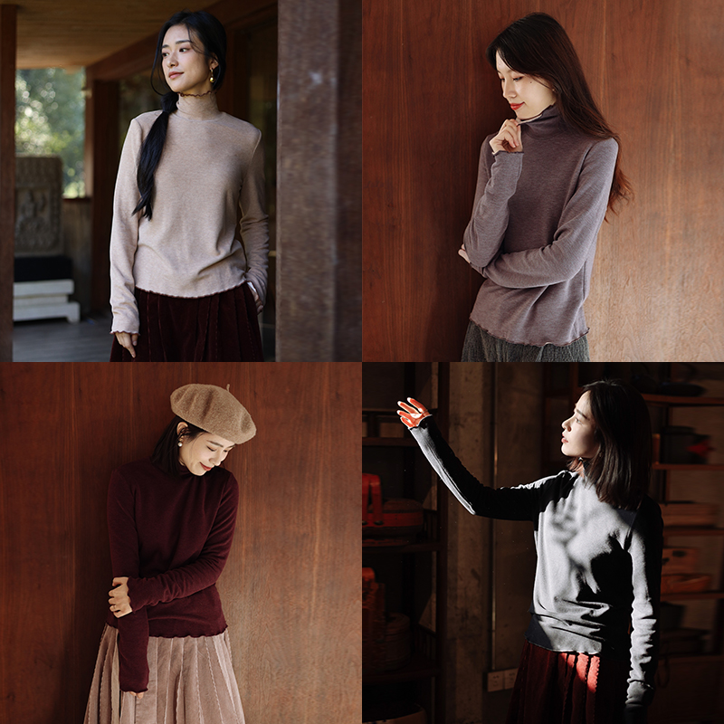 绽放942/高端真丝桑蚕丝羊毛亲肤高领打底衫2023冬季长袖百搭毛衣