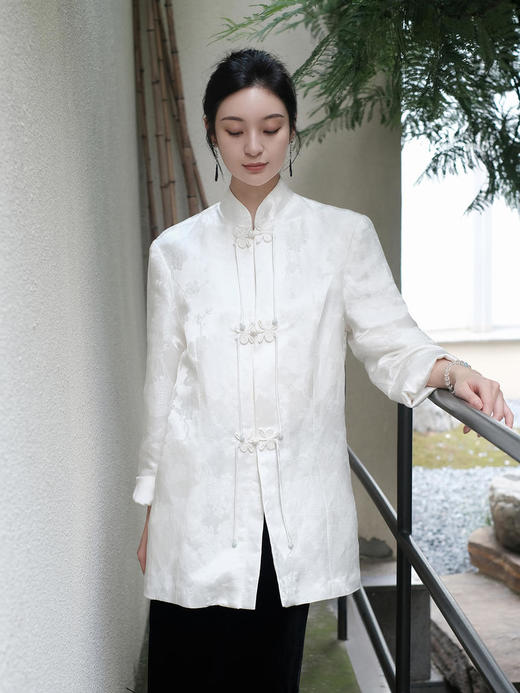 盛唐牡丹 |小立领盘扣新中式提花西装 商品图0