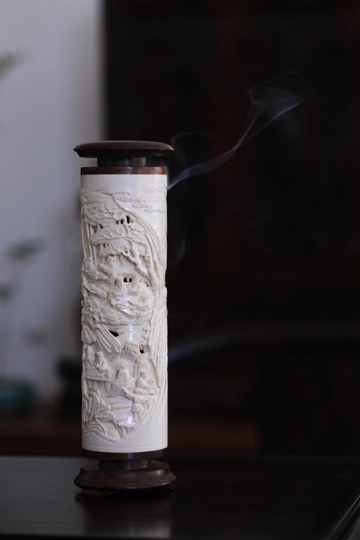 琴棋书画°猛犸牙雕香筒6.5*22cm 商品图2
