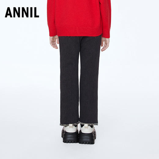 【实体店同款】女童加绒全腰牛仔裤夹裤喇叭裤2023年冬季新款安奈儿童装AG346788 商品图2