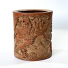 庆寿图(周穆王参拜王母)°竹雕笔筒13*15cm 商品缩略图0