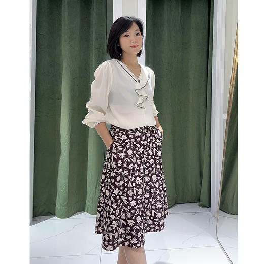 EIIR司歌印花伞裙百搭通勤半裙EC881452 商品图4