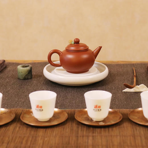 手工紫砂壶 宜兴 串珠水平壶 朱泥 180ML 商品图3