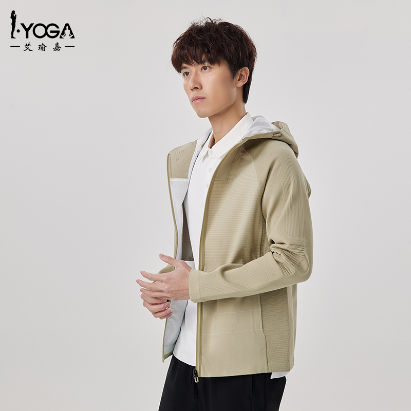 IYOGA春季男士运动训练户外连帽上衣防风防水 耐磨夹克MJ003