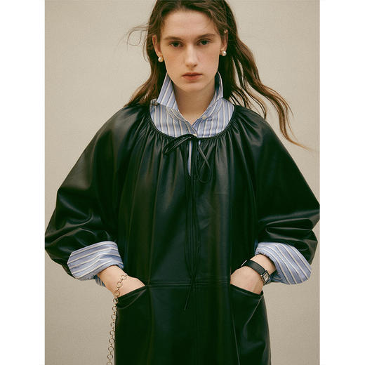 Even Vintage丨环保蛋白皮 气质套头叠穿蓬蓬皮衣高级百搭外套女 商品图2