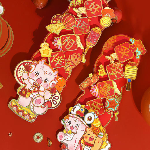 【金龙迎新！好事成双】龙年生肖对贴2024新款春节大门装饰，立体福字门贴国潮烫金卡通年画，精致流沙烫金 富贵华丽 商品图2