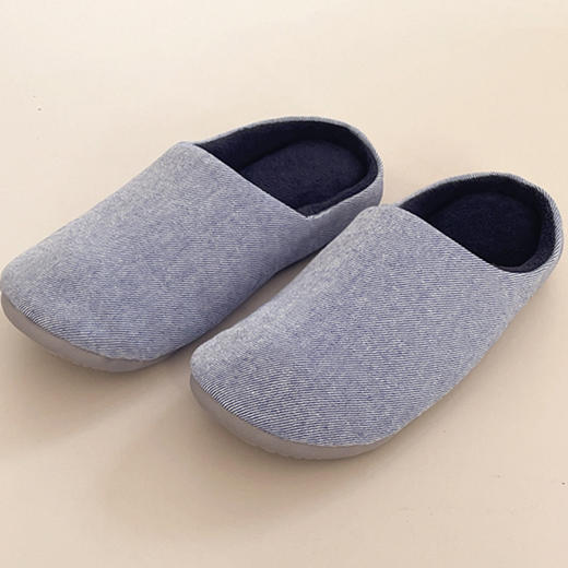 【防水牛仔拖鞋】家居拖鞋纯色全棉情侣地板拖鞋静音秋冬加绒拖鞋 商品图4