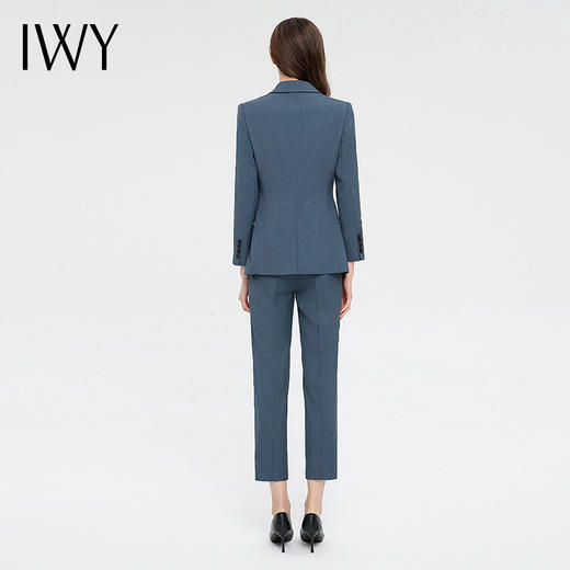 IWY/气质雾霾蓝西装套装女时尚干练总裁正装秋冬长袖商务工作服C13318+P13318 商品图4