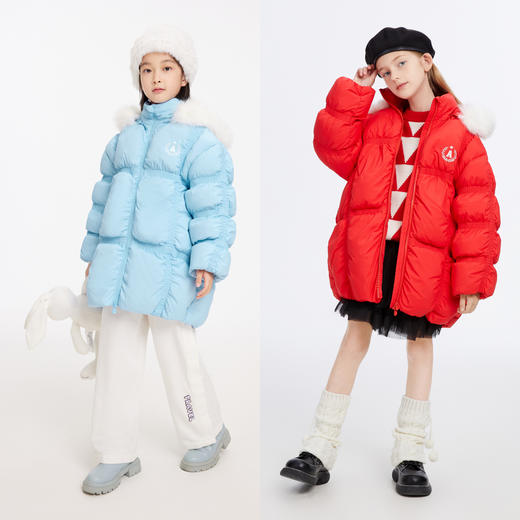 【御寒-5~5℃】女童时尚防风中长款羽绒服保暖外套安奈儿童装EG345180 商品图4