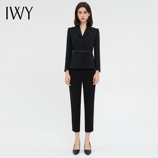 IWY/高端黑色西装套装女新款气质商务公务员面试正装售楼部工作服C13315+P13315 商品图0