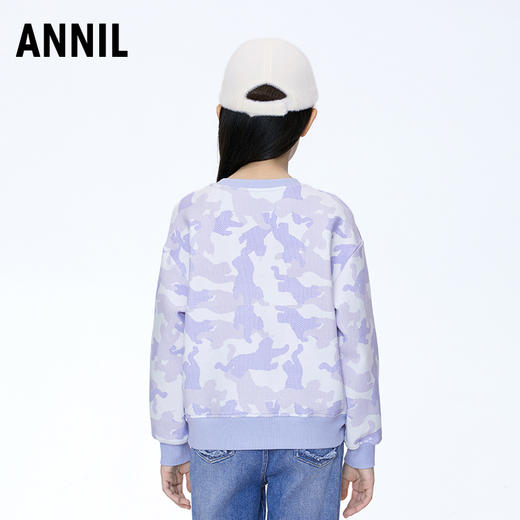 ☆【实体店同款】女童潮流雪豹印花圆领长袖卫衣2023年秋季新款安奈儿童装AG341780 商品图2