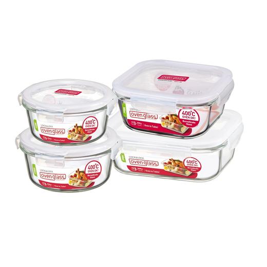 乐扣乐扣 耐热玻璃保鲜盒套装4件套 LLG429S908 商品图0