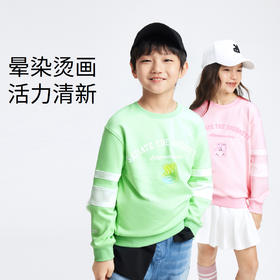 男童女童卫衣春新款圆领长袖运动休闲时尚拼接上衣安奈儿童装EM411013