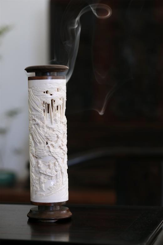 琴棋书画°猛犸牙雕香筒6.5*22cm 商品图0