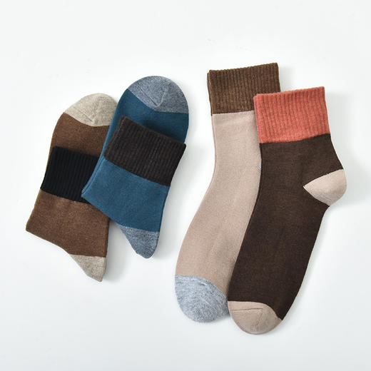 洁丽雅4双装中筒男袜美丽奴羊毛中筒男袜耐磨防寒保暖袜子男 商品图1