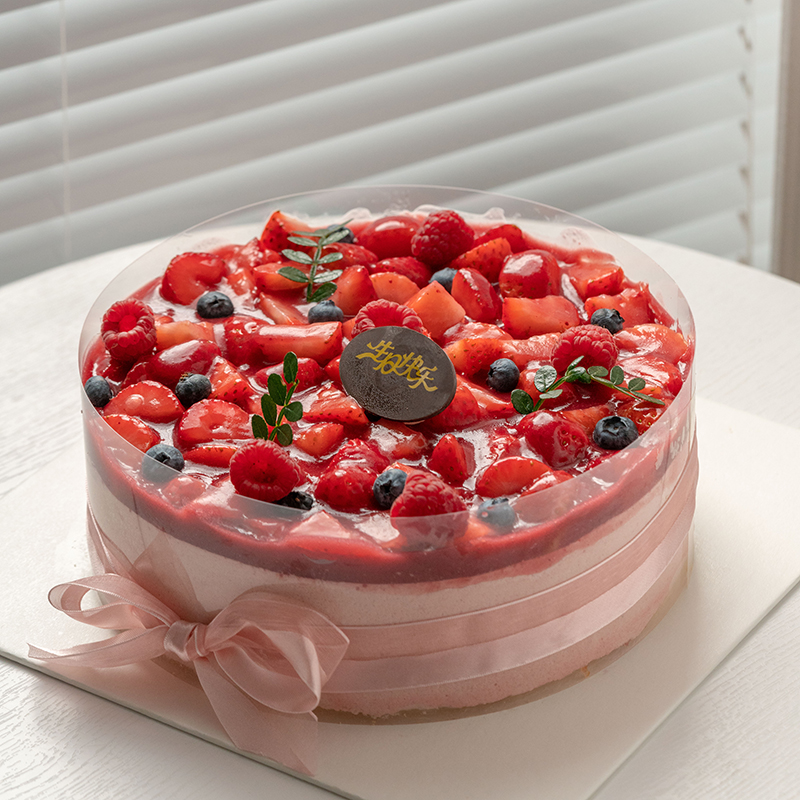 慕斯蛋糕 草莓树莓慕斯蛋糕06 口感浓郁 层次丰富