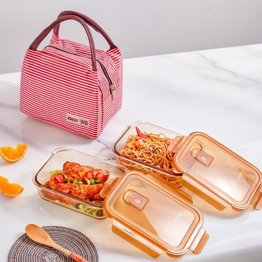 康宁玻璃饭盒玻璃保鲜盒便携饭盒 琥珀色保鲜盒640ML两件组 商品图1