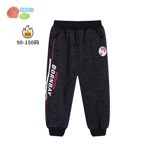 贝贝怡儿童加绒加厚运动裤男童冬季保暖休闲长裤宽松中大童裤子214K2262
 商品图7