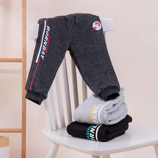 贝贝怡儿童加绒加厚运动裤男童冬季保暖休闲长裤宽松中大童裤子214K2262
 商品图1