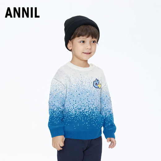 【实体店同款】男童时尚渐变百搭圆领长袖针织衫毛衣2023年冬季新款安奈儿童装XB344771 商品图1