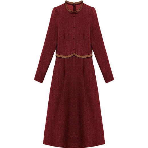 QYM 239925-1-Y假两件拼结中长款厚款裙 商品图4