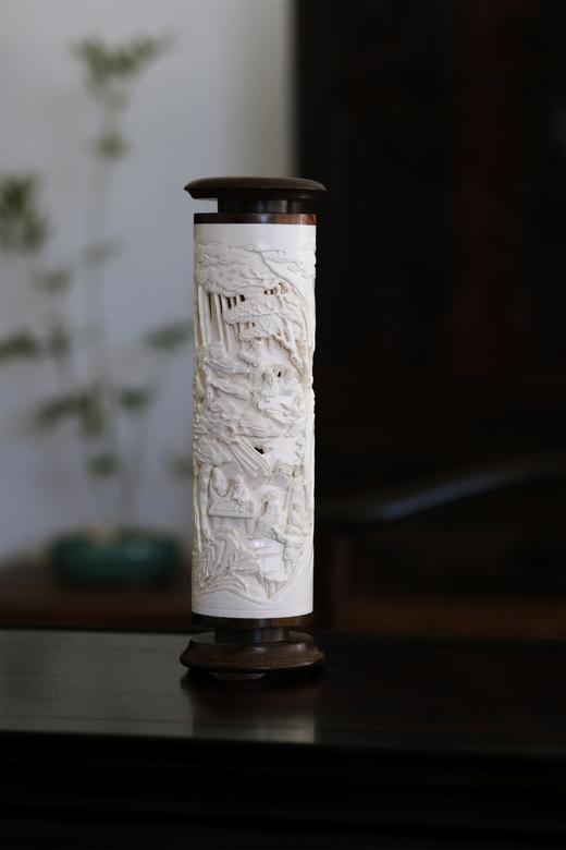 琴棋书画°猛犸牙雕香筒6.5*22cm 商品图7