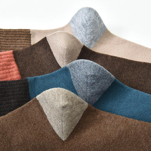 洁丽雅4双装中筒男袜美丽奴羊毛中筒男袜耐磨防寒保暖袜子男 商品图5